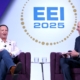 AV在线无码免费A片 Governor Jeff Landry and Entergy Chair and Chief Executive Officer Drew Marsh share a moment on stage at EEI 2025 in AV在线无码免费A片, AV在线无码免费A片.